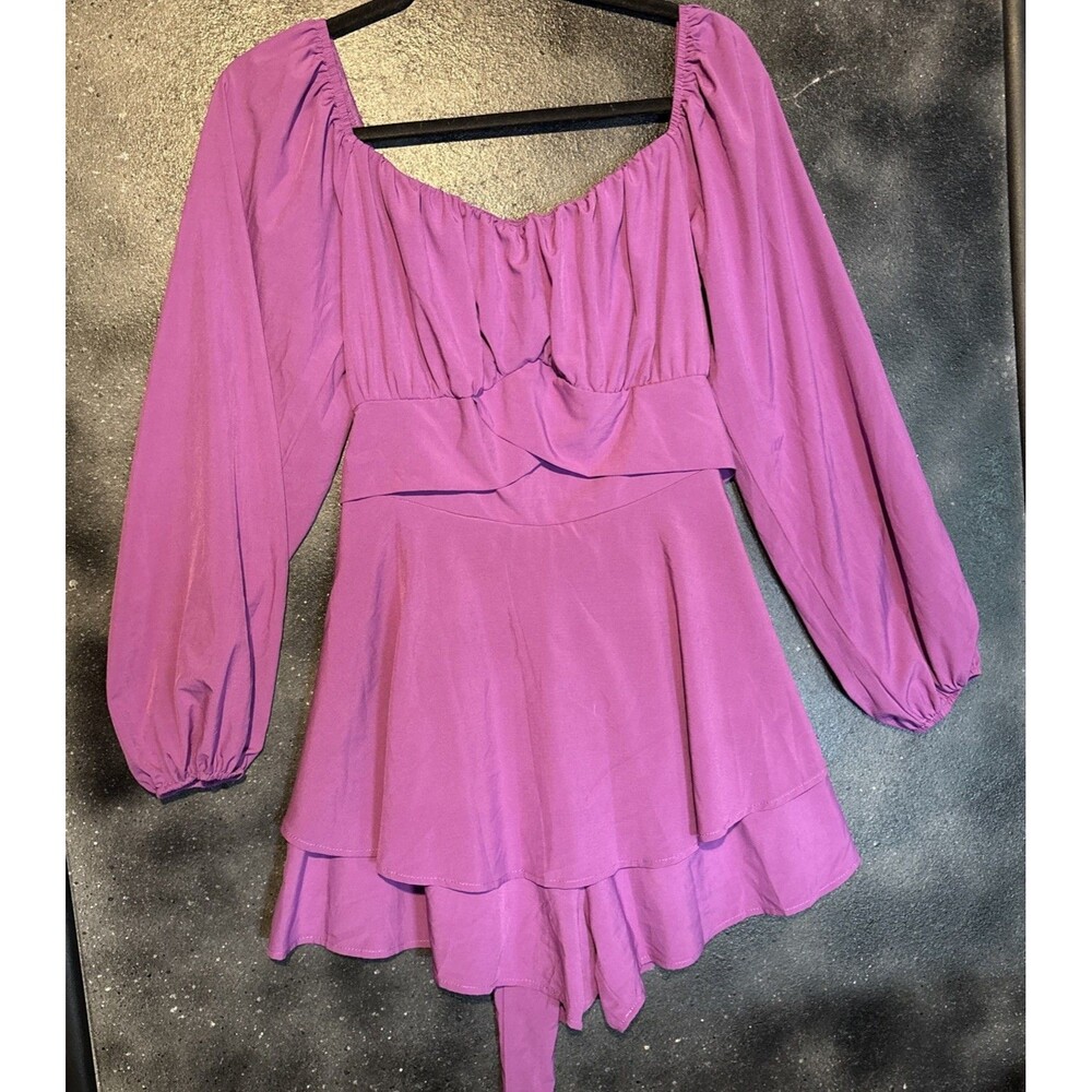 Lyaner Women’s Small Purple Long Sleeve Lightweight Romper Summer